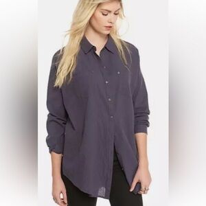 Free People Puckered Check Lover Her Madly Top